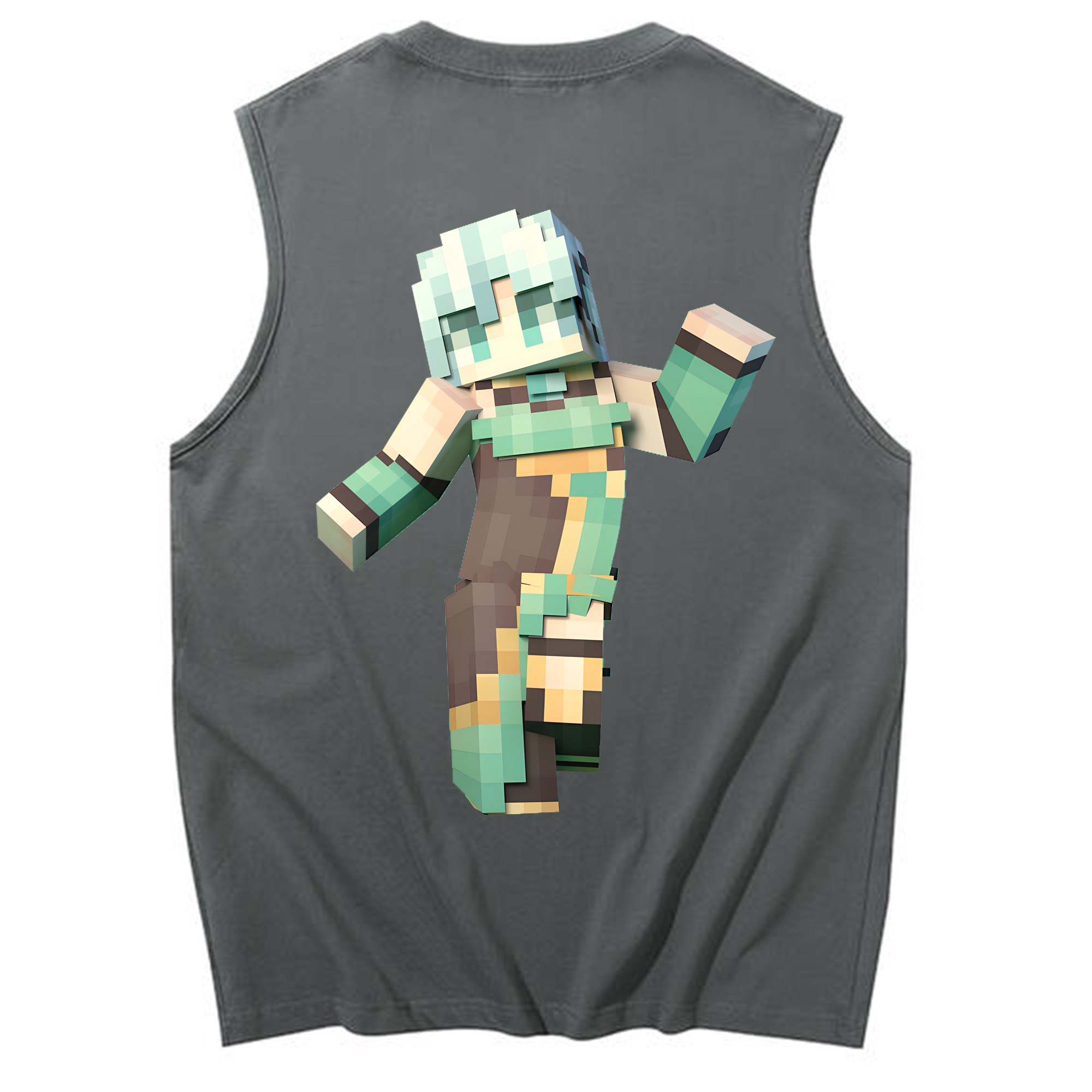 （画像用） マインクラフト ブロックの世界 Minecraft MC Block world コットン100％タンクトップ（背面プリント）